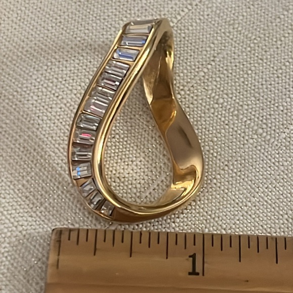 Vintage SWARVOSKI BAGUETTE/GOLD SLIDE PENDANT - Picture 13 of 14